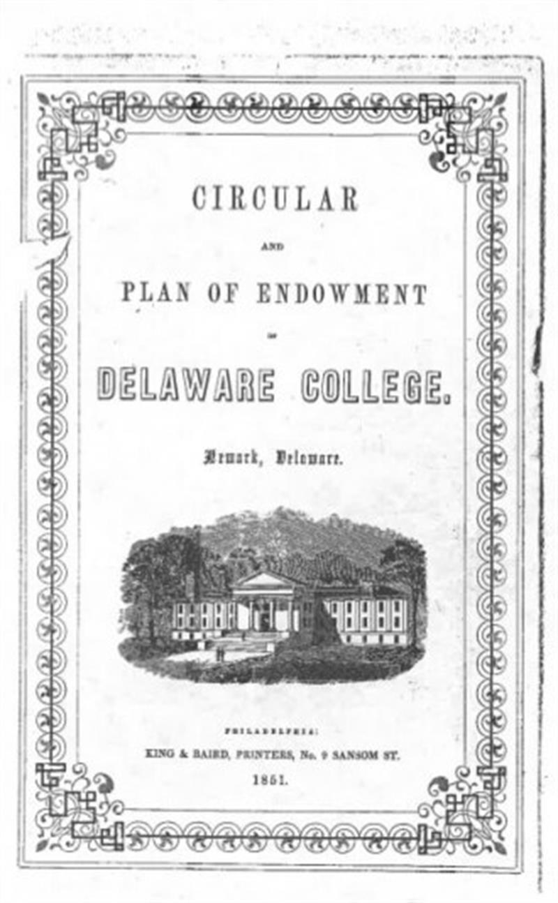 The cover of a course catalog from 1851.